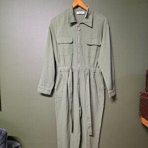 Falling Love Olive Green Utility Jumpsuit – Belted & Chic